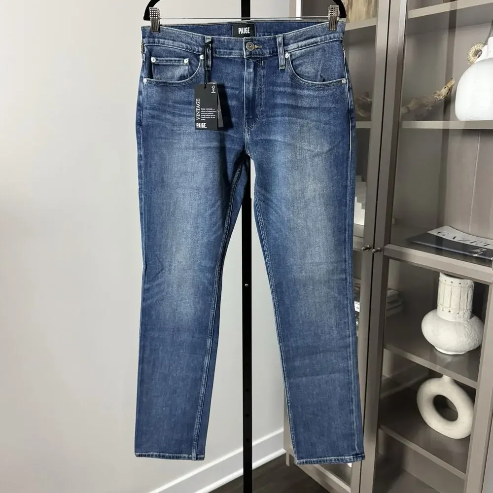 Paige Federal Slim Straight Leg Cartwright Blue Wash Denim Jeans 29 NEW Stretch